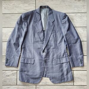 Dormeuil Mens 2 Button Collared Blazer Sport Jacket Blue Sz 40 England Tailored